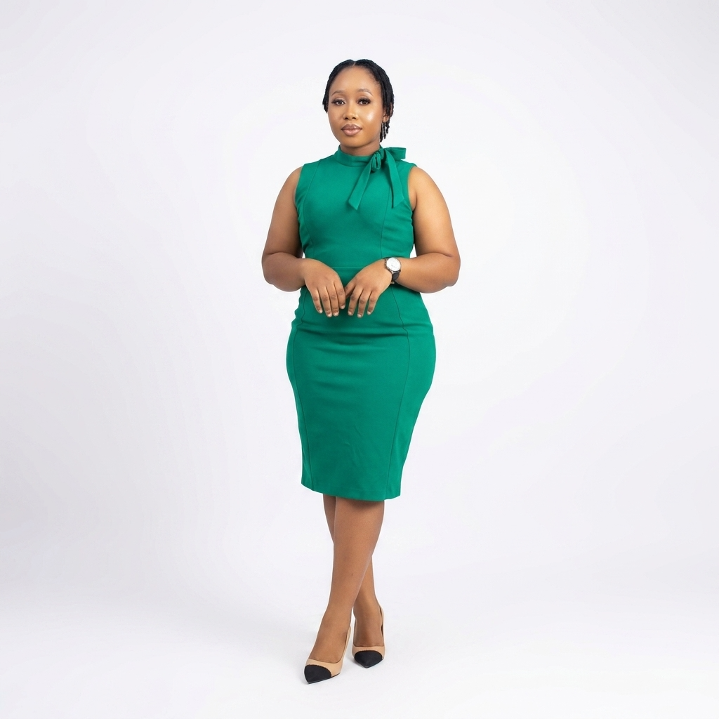 Emerald Bow-Neck Dress