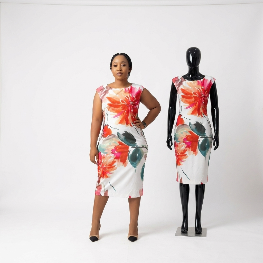 Coral Floral Sheath