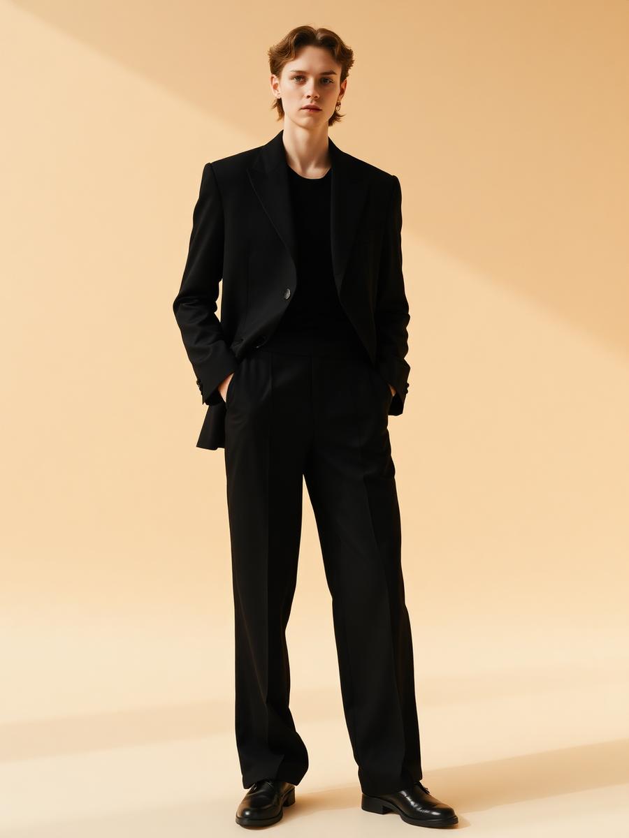 Black Pleat Trouser